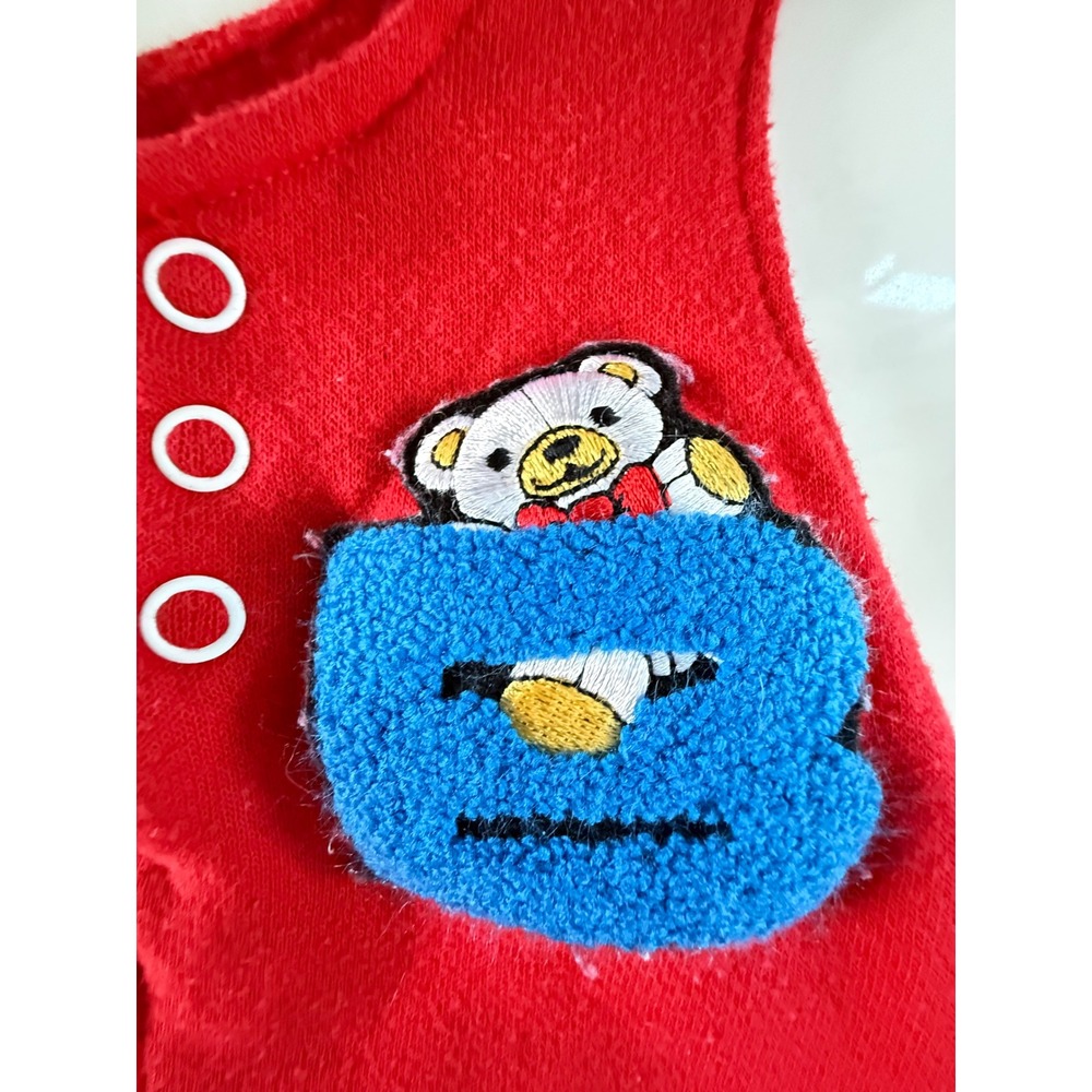 Vintage Buster Brown One Piece Romper Playsuit Baby Size 6-9 Months Red Bear B - Picture 2 of 6